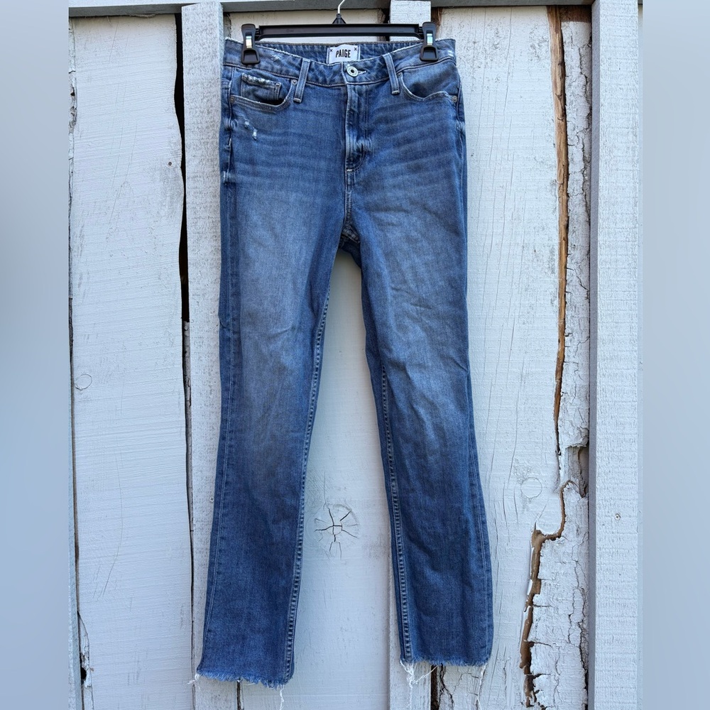 PAIGE Hoxton Slim High Rise Raw Hem Ankle Jeans